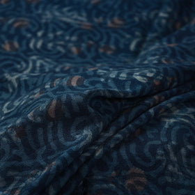  Blue Pure Wool Handloom Akola Print Fabric 