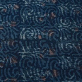  Blue Pure Wool Handloom Akola Print Fabric 