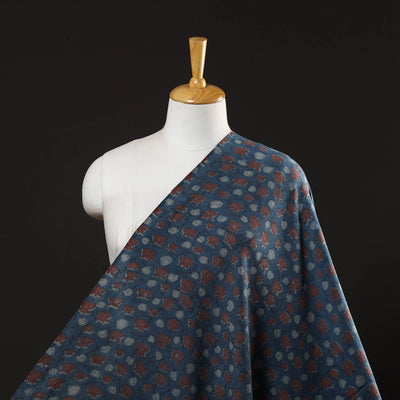 Buy Blue Pure Wool Handloom Akola Print Fabric