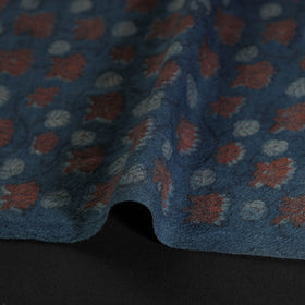 Buy Blue Pure Wool Handloom Akola Print Fabric