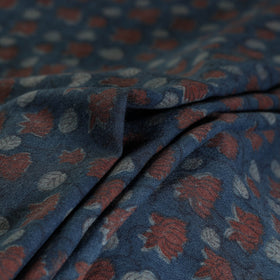 Buy Blue Pure Wool Handloom Akola Print Fabric