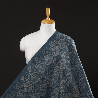 Blue - pure wool handloom akola fabric 13 - handcrafted