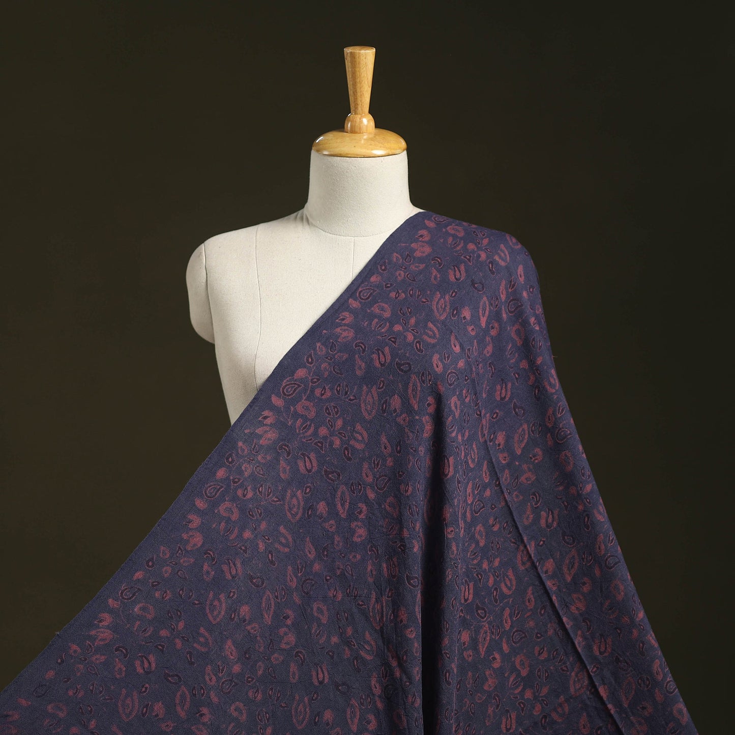 Blue - pure wool handloom natural dyed fabric 15