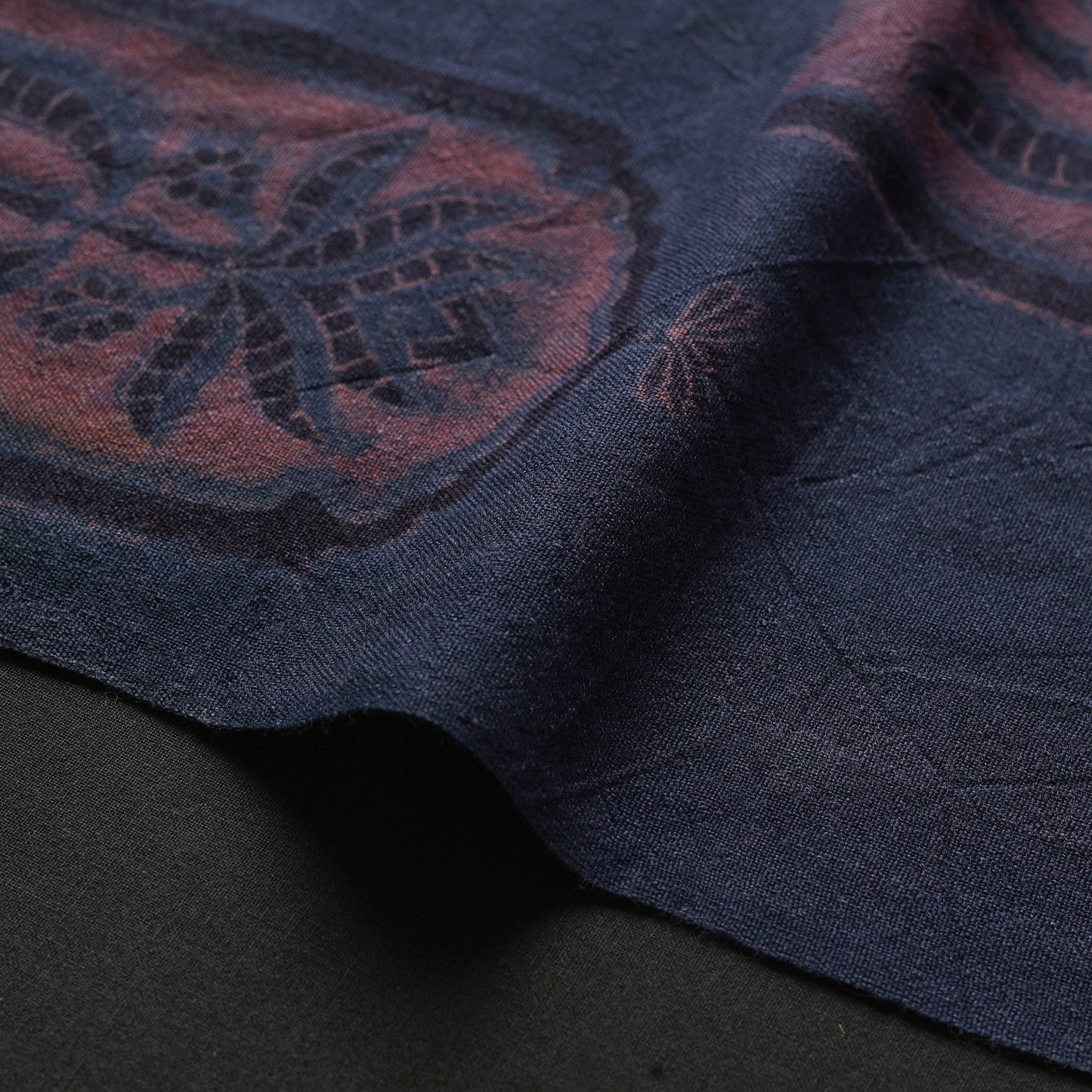 Blue - pure wool handloom natural dyed fabric 32