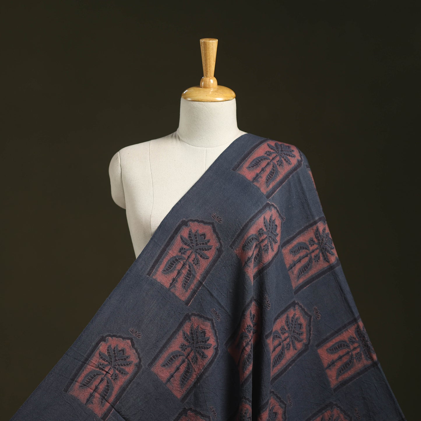 Blue - pure wool handloom natural dyed fabric 32