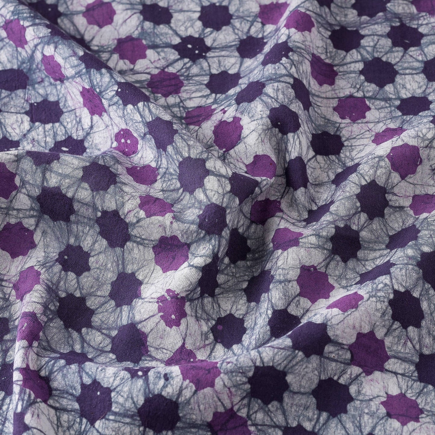 Buy Purple Hand Printed Cotton Batik Fabric