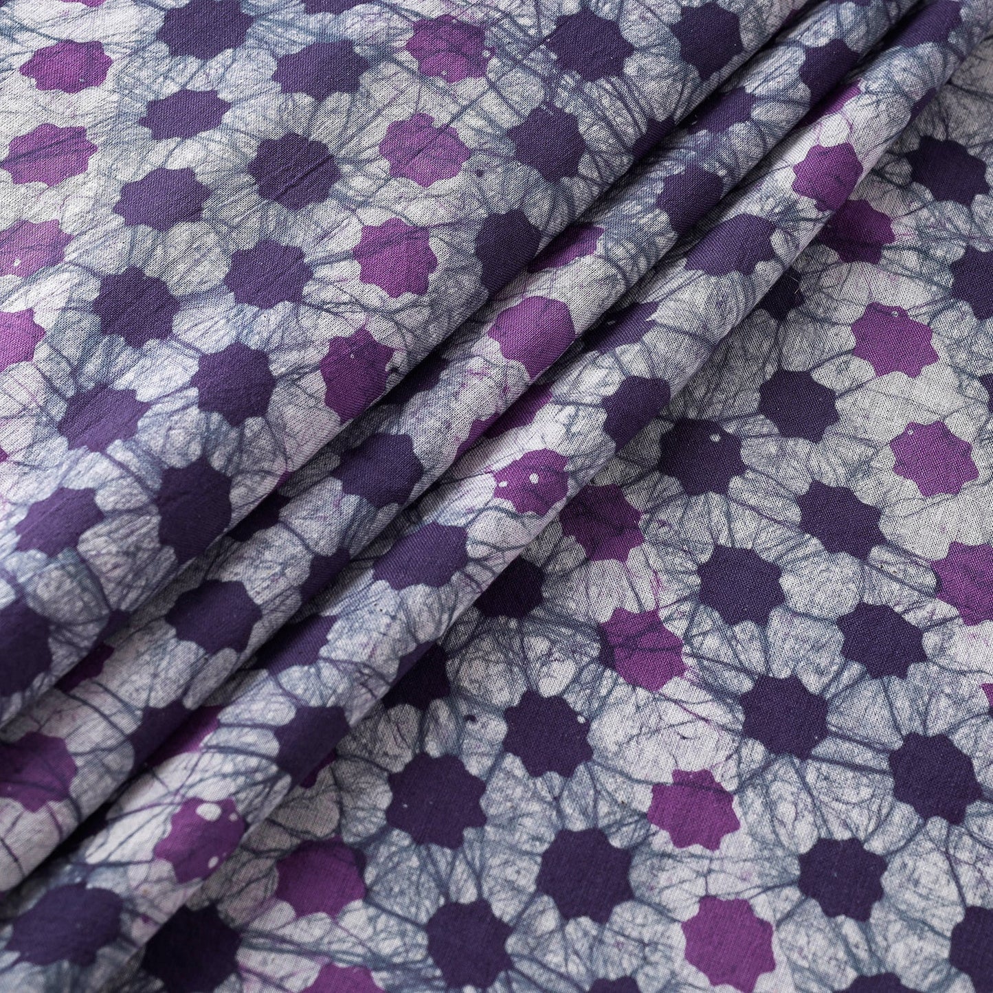 Buy Purple Hand Printed Cotton Batik Fabric