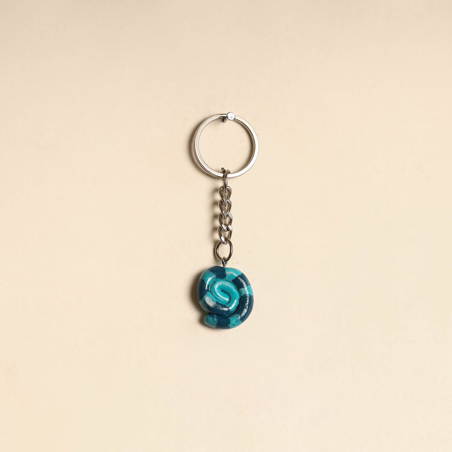 Blue - quirklets handpainted clay spiral snake keychain 05