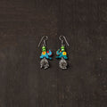 Blue - raahi german silver jhumki earrings with wooden