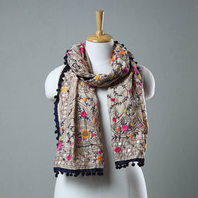 Blue Ranihati Chanderi Silk Embroidered Stole