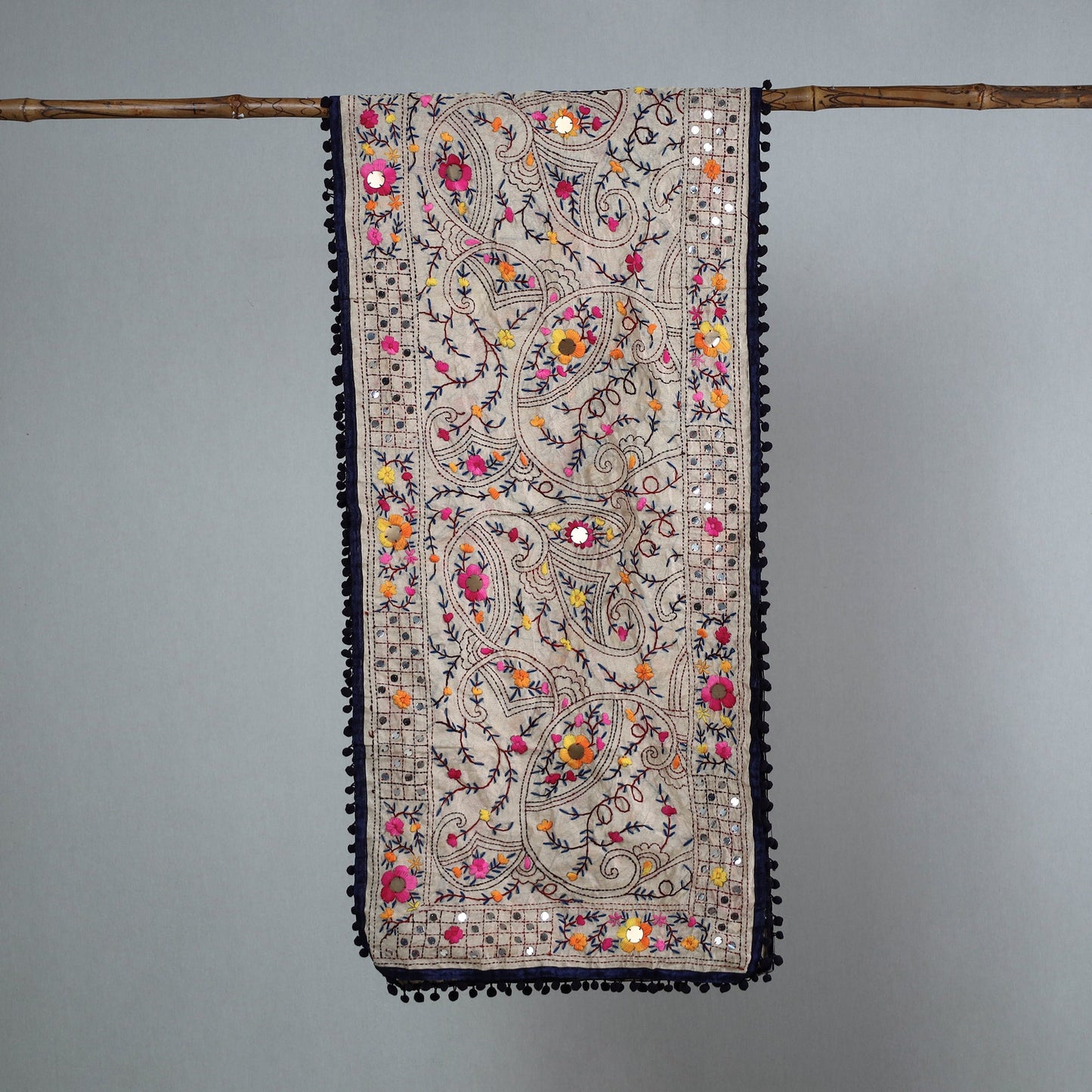 Blue Ranihati Chanderi Silk Embroidered Stole