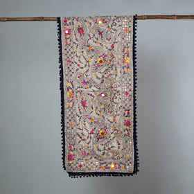 Blue Ranihati Chanderi Silk Embroidered Stole