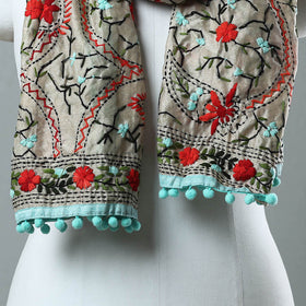 Blue Ranihati Chanderi Silk Embroidered Stole