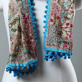 Blue Ranihati Chanderi Silk Embroidered Stole