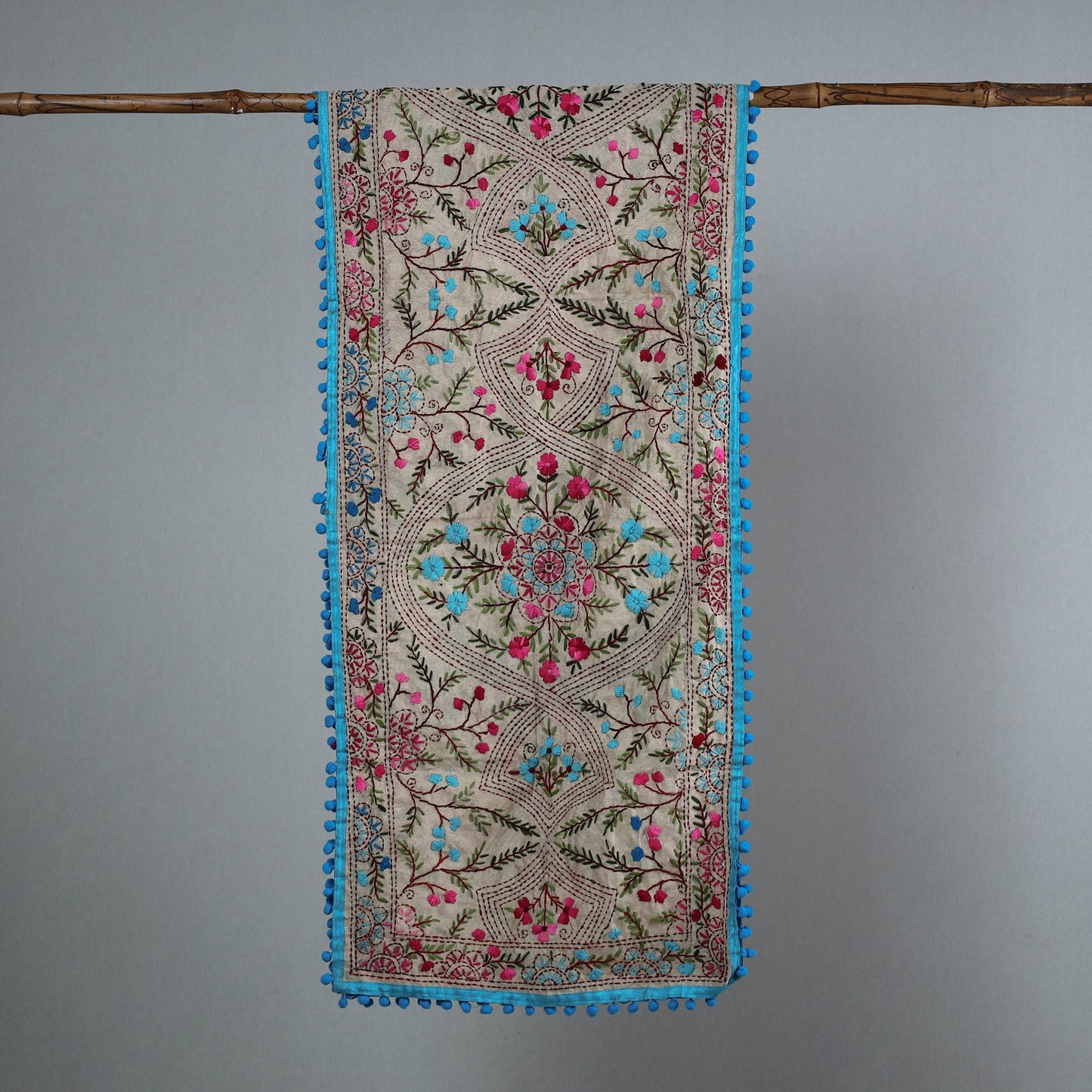 Blue Ranihati Chanderi Silk Embroidered Stole