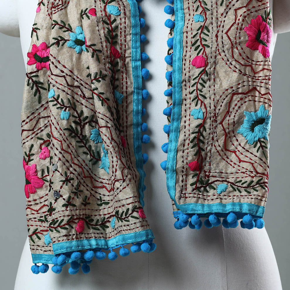 Blue Hand Embroidered Stole Online in India