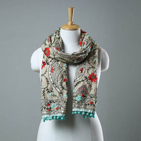 Blue Ranihati Chanderi Silk Embroidered Stole