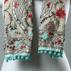 Blue Ranihati Chanderi Silk Embroidered Stole