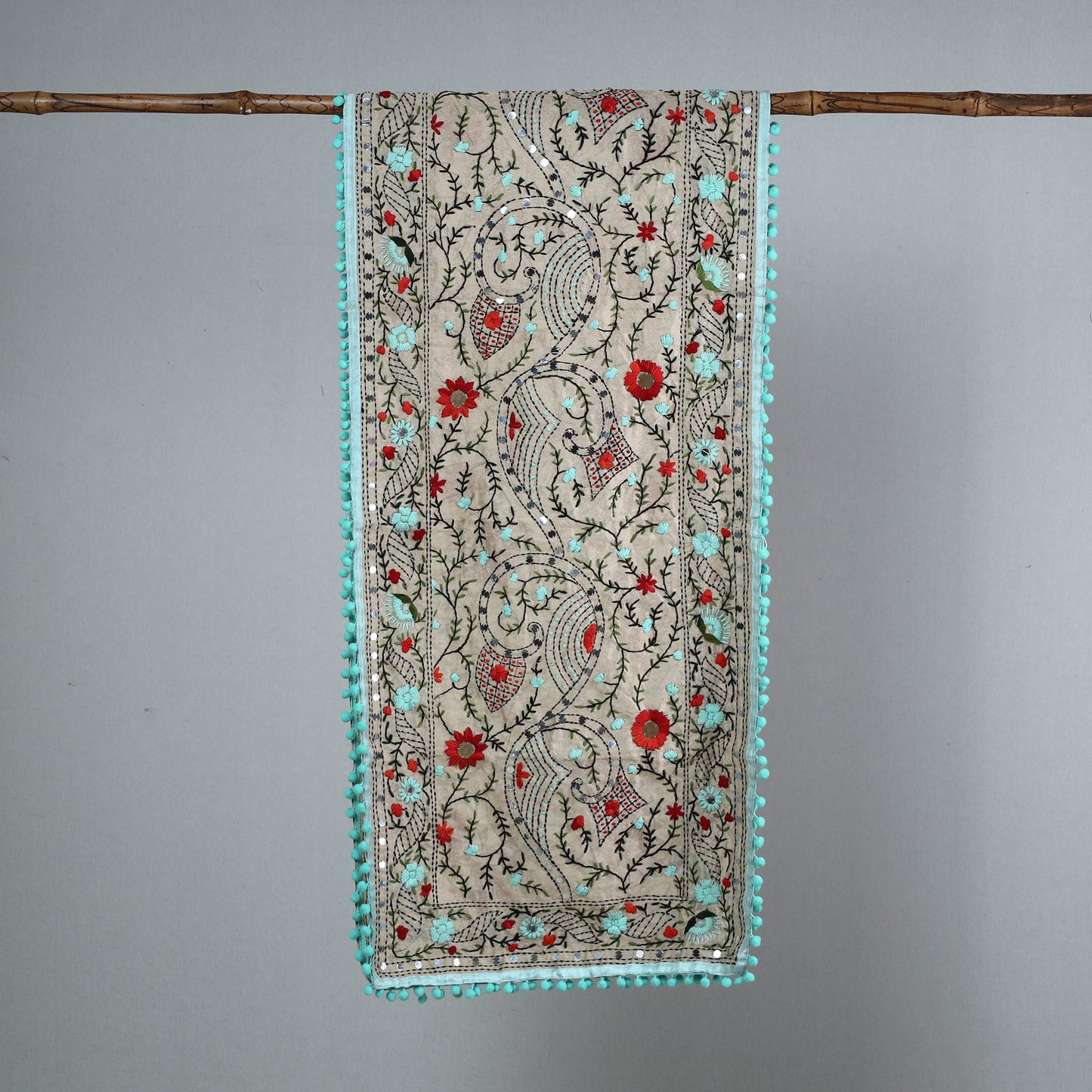 Blue Ranihati Chanderi Silk Embroidered Stole