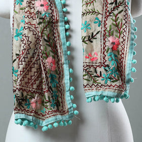 Blue Ranihati Chanderi Silk Embroidered Stole