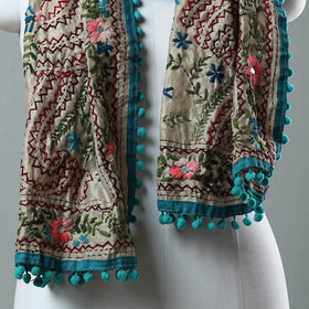 Blue Ranihati Chanderi Silk Embroidered Stole