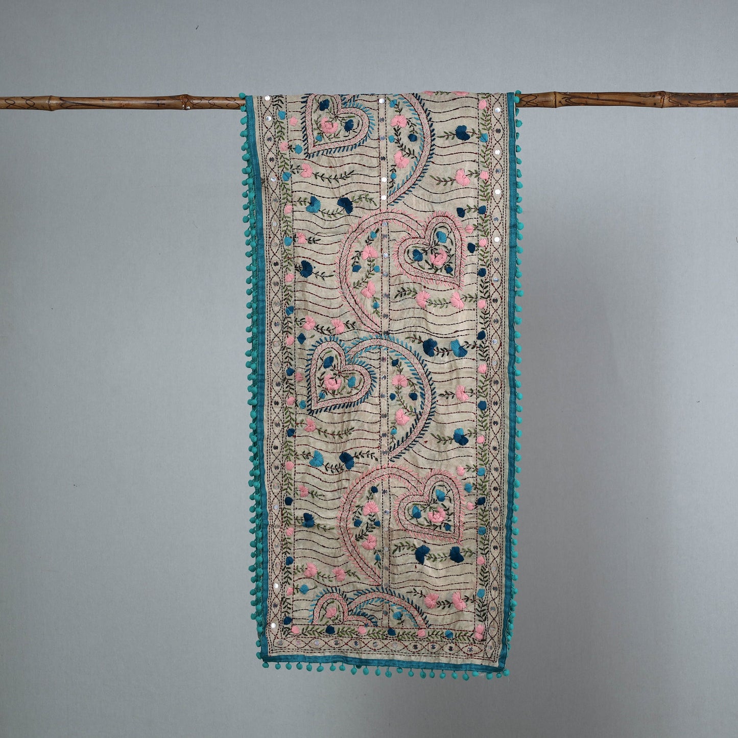 Blue Ranihati Chanderi Silk Embroidered Stole