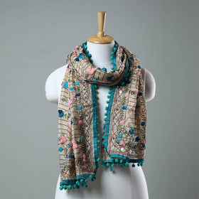 Blue Ranihati Chanderi Silk Embroidered Stole