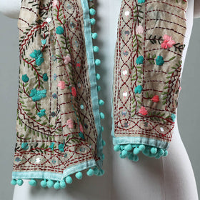 Blue Ranihati Chanderi Silk Embroidered Stole