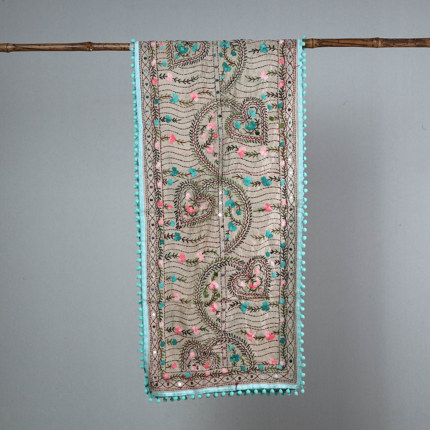 Blue Ranihati Chanderi Silk Embroidered Stole