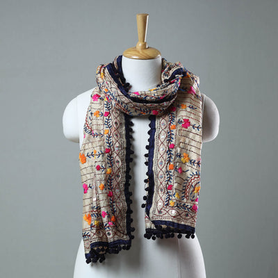 Blue Ranihati Chanderi Silk Embroidered Stole