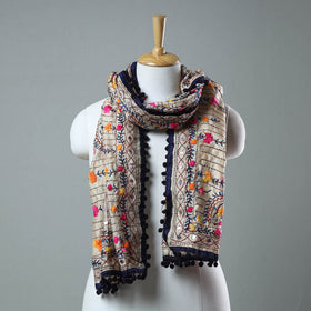 Blue Ranihati Chanderi Silk Embroidered Stole