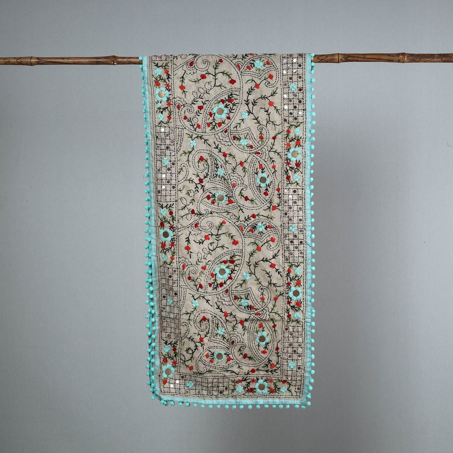 Blue Ranihati Chanderi Silk Embroidered Stole