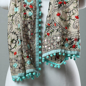 Blue Ranihati Chanderi Silk Embroidered Stole