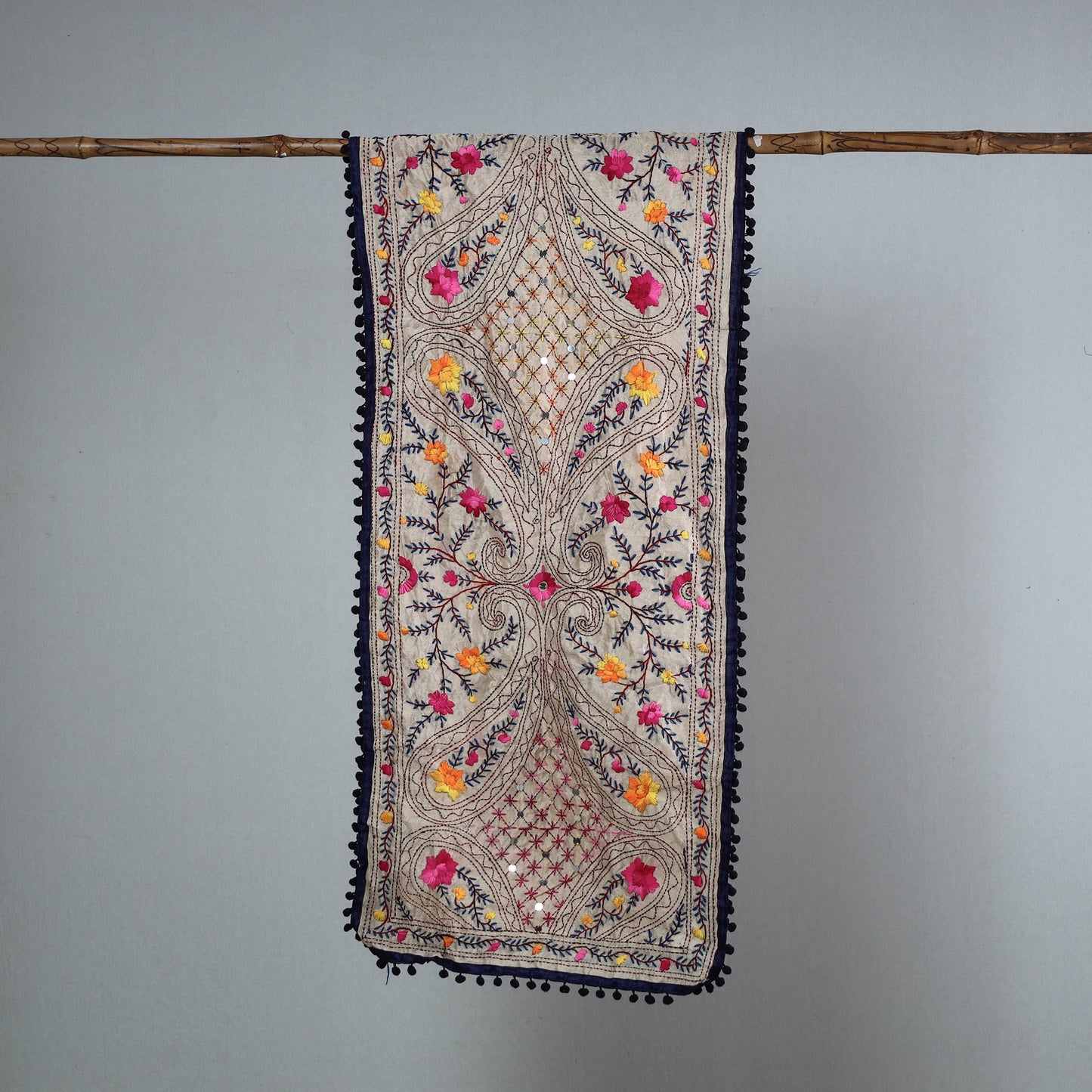 Blue Ranihati Chanderi Silk Embroidered Stole