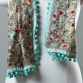 Blue Ranihati Chanderi Silk Embroidered Stole