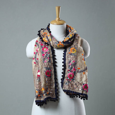 Blue Ranihati Chanderi Silk Embroidered Stole