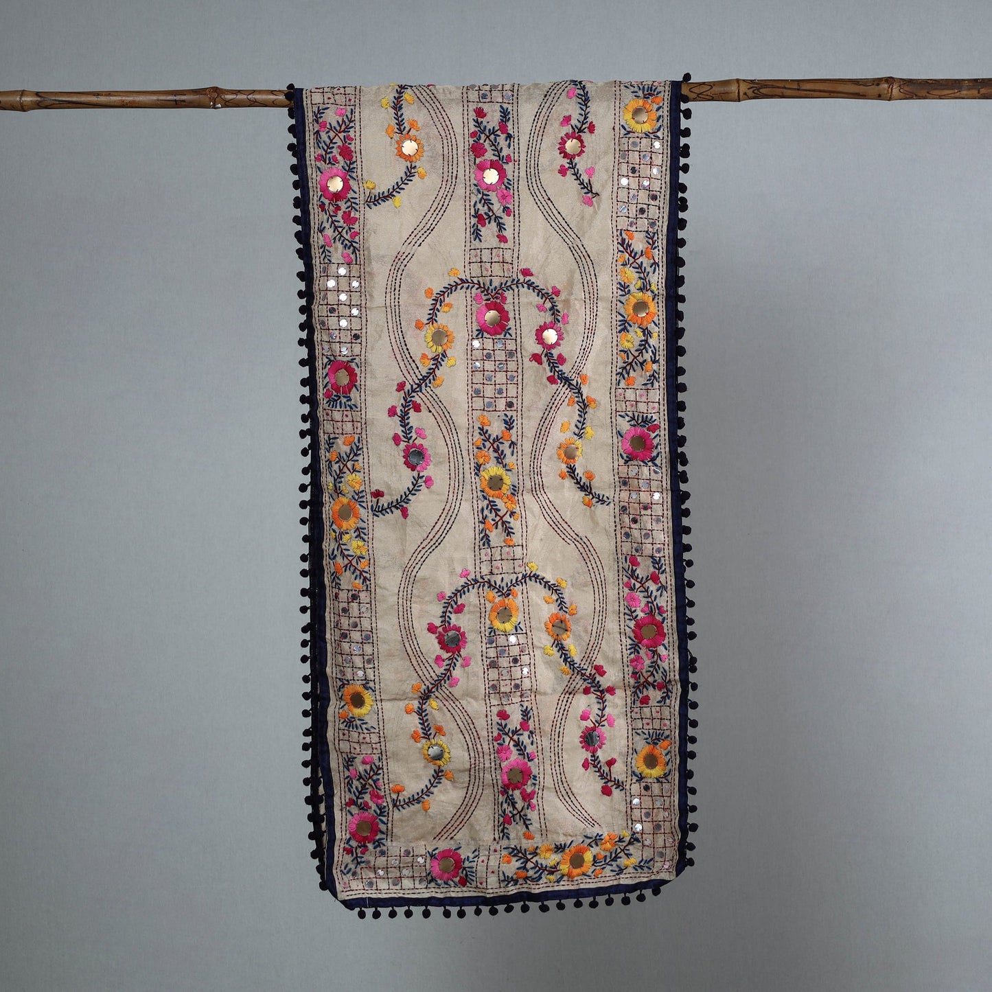 Blue Ranihati Chanderi Silk Embroidered Stole