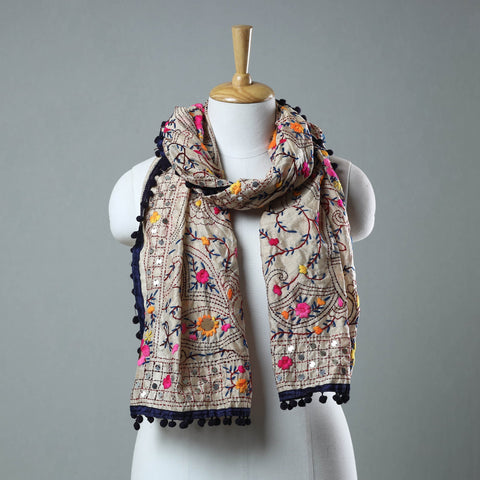 Blue Ranihati Chanderi Silk Embroidered Stole