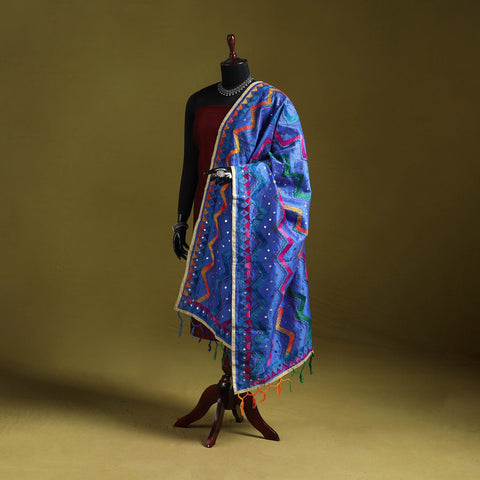 Ranihati chanderi silk zig zag hand embroidery dupatta 06