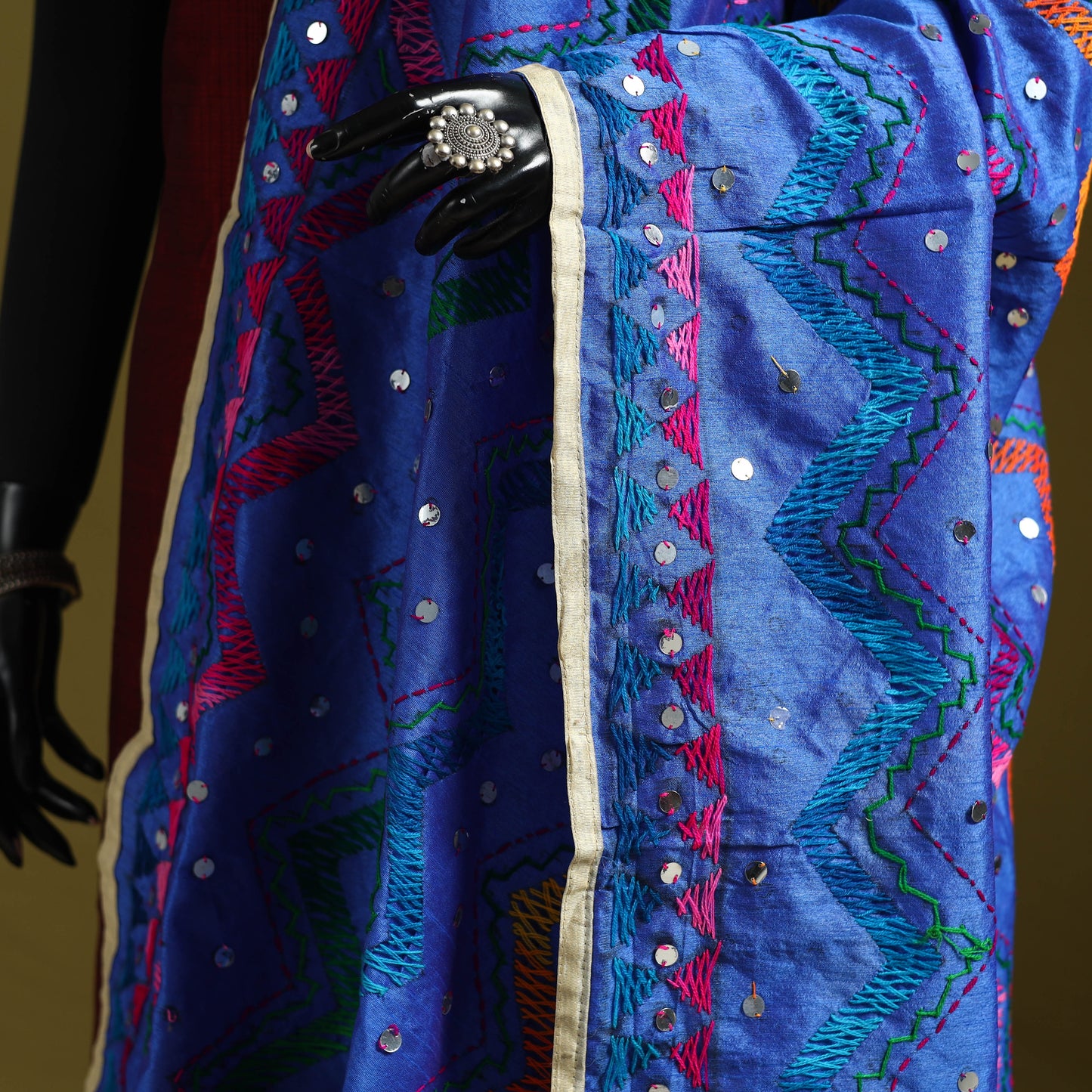 Ranihati chanderi silk zig zag hand embroidery dupatta 26