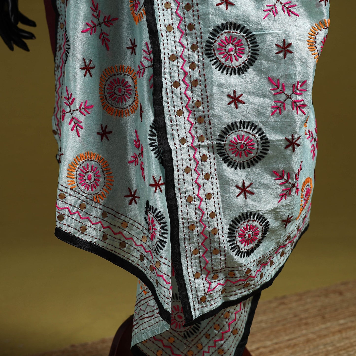 Ranihati chapa work chanderi silk hand embroidery dupatta