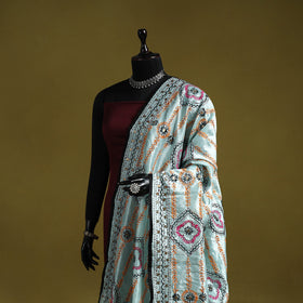 Ranihati chapa work chanderi silk hand embroidery dupatta