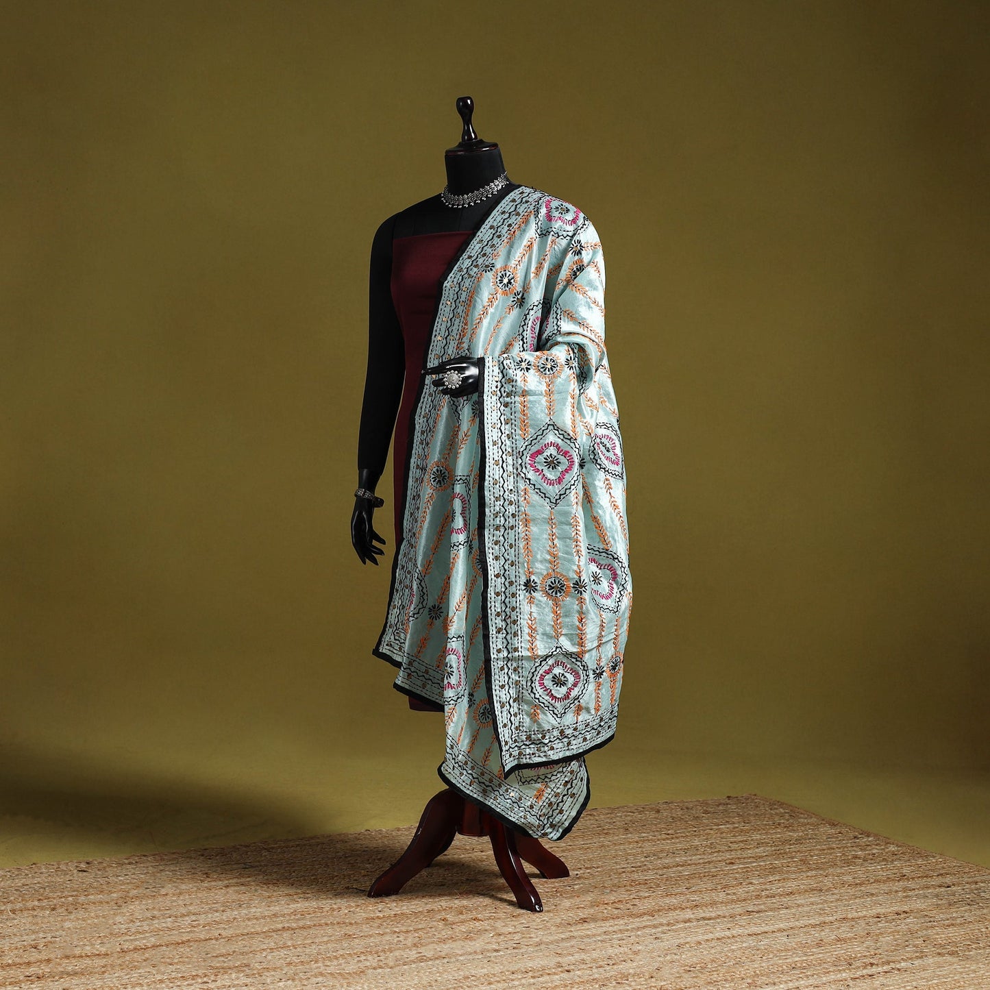 Ranihati chapa work chanderi silk hand embroidery dupatta