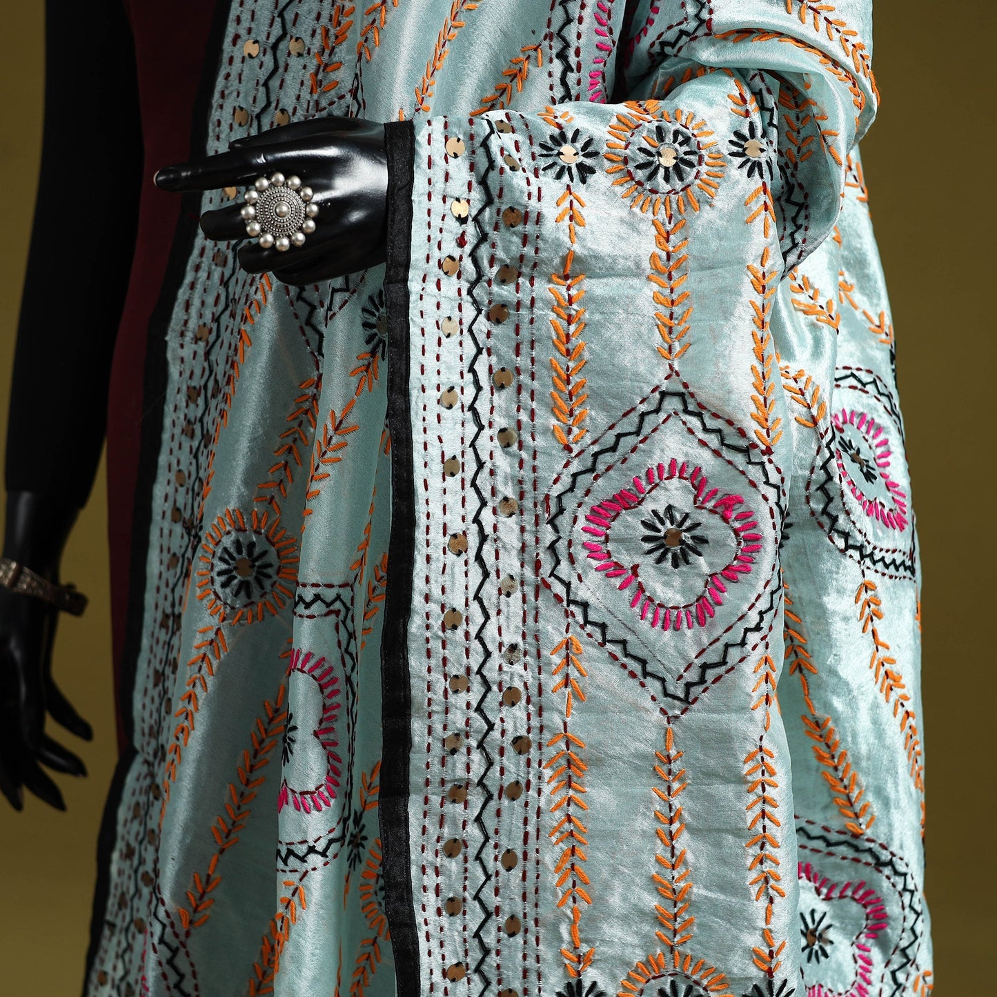 Ranihati chapa work chanderi silk hand embroidery dupatta