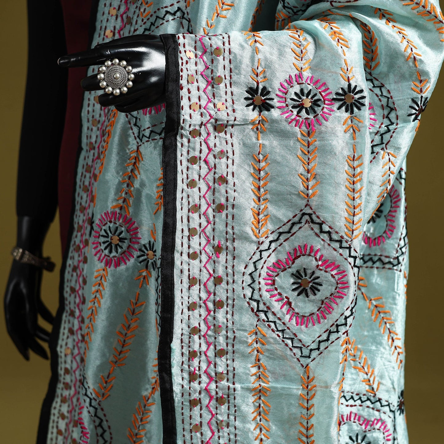 Ranihati chapa work chanderi silk hand embroidery dupatta