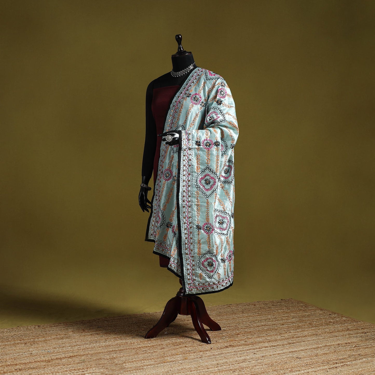 Ranihati chapa work chanderi silk hand embroidery dupatta