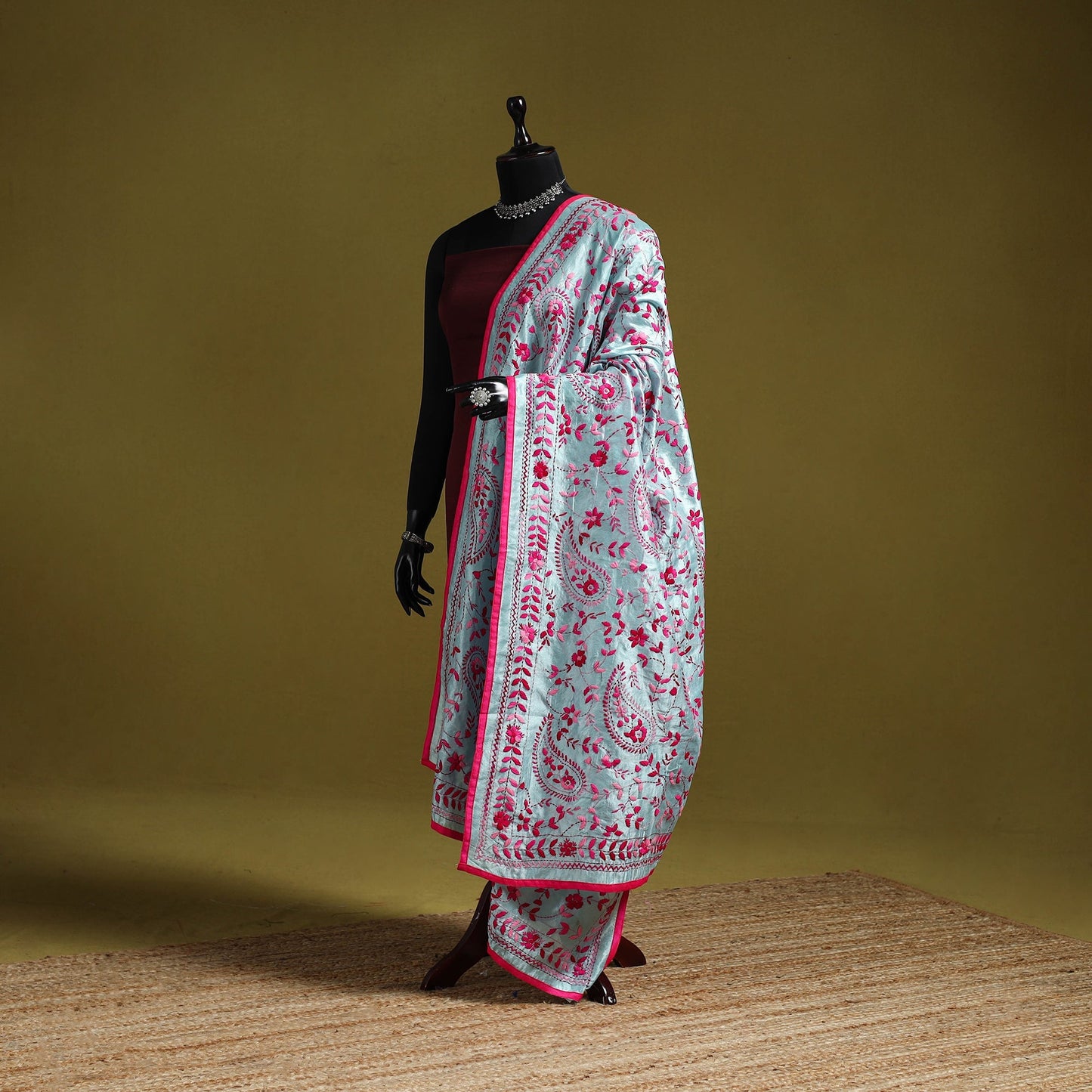 Ranihati chapa work chanderi silk hand embroidery dupatta