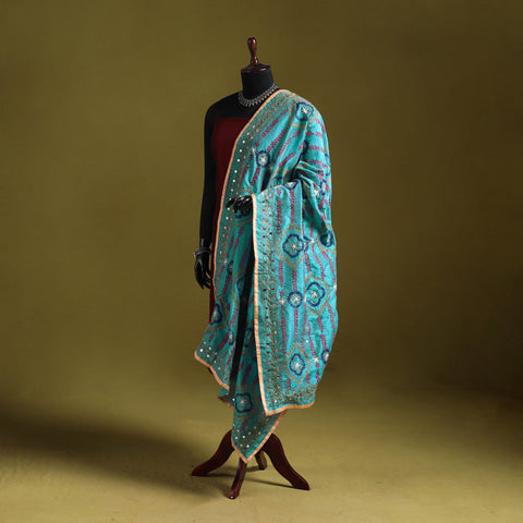 Ranihati chapa work chanderi silk hand embroidery dupatta
