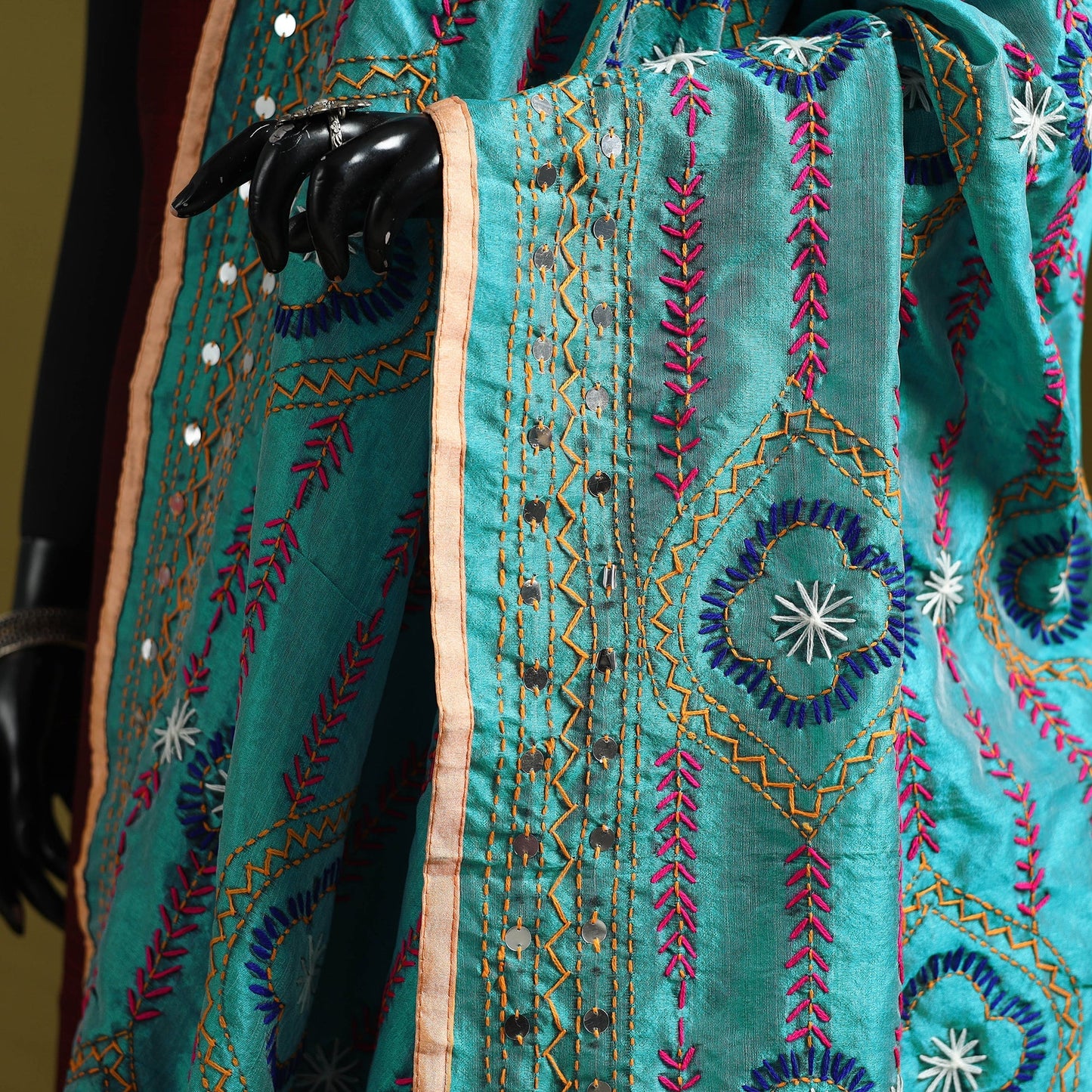 Ranihati chapa work chanderi silk hand embroidery dupatta