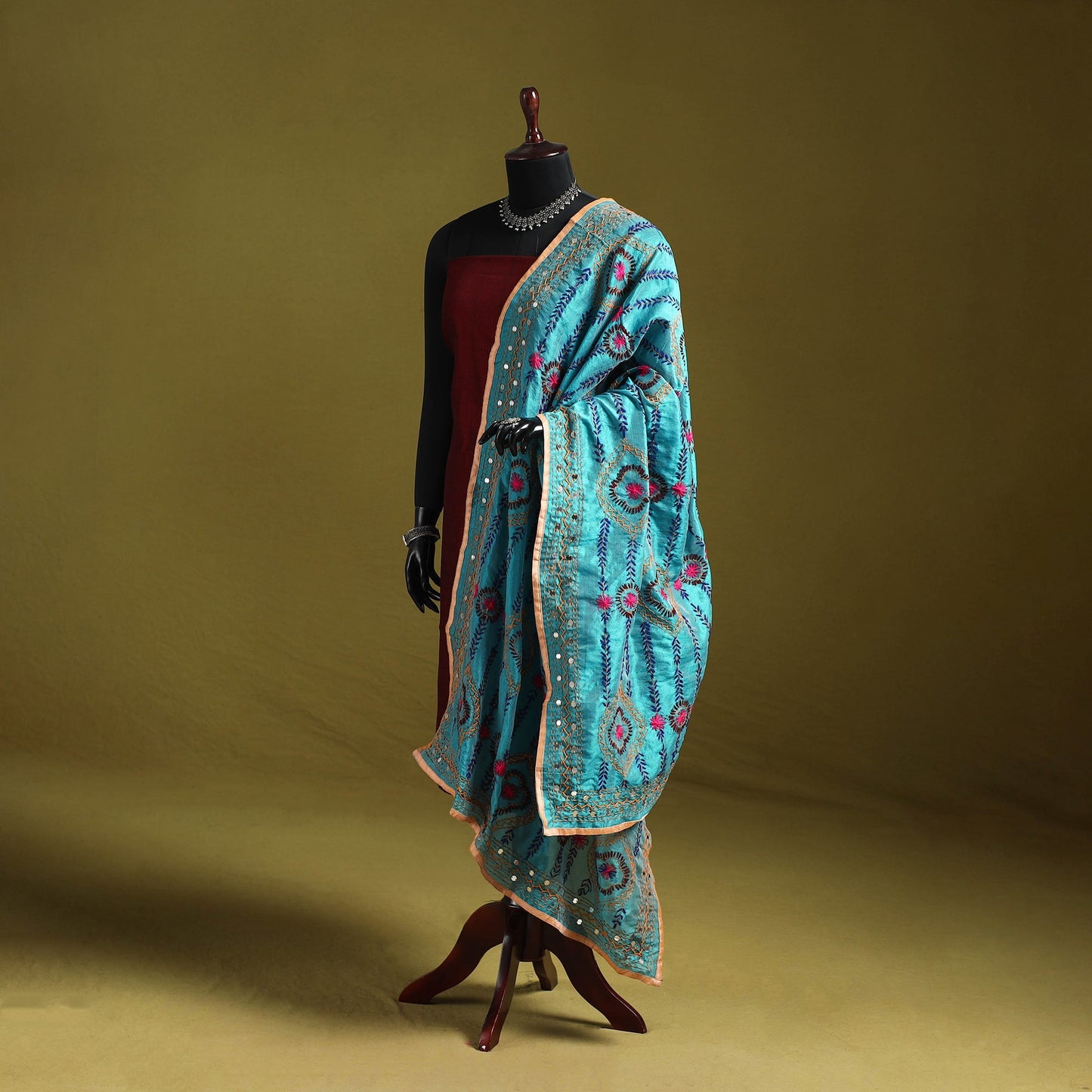 Ranihati chapa work chanderi silk hand embroidery dupatta
